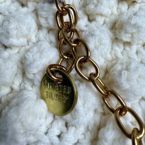 TWISTED SILVER Women's Artisan Boho Brass Bead Three Strand Necklace Adjustable - Picture 9 of 13